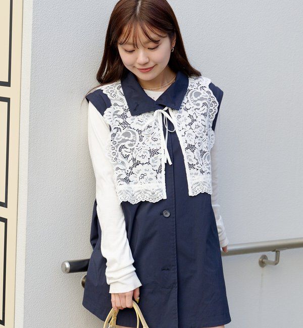  「レース付きフレアトレンチコート」|トレンチコート|