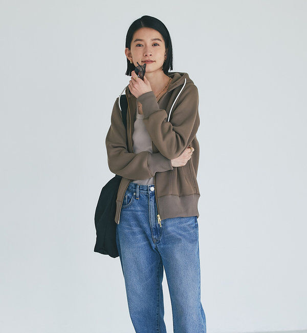  「【WEB限定/キレイめ上品】スポンジダンボールZIPパーカーカットソー」|パーカー|