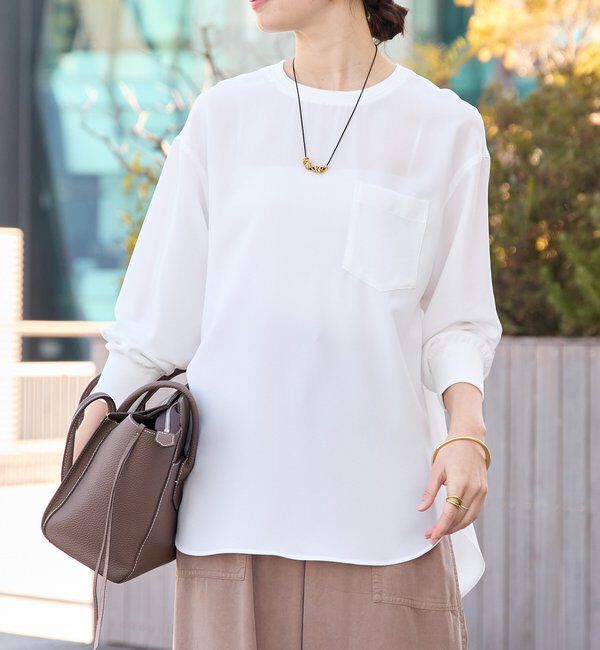  「【さらっと着やすい！/冷房・日焼け対策◎】ジョーゼットポケットブラウス」|シャツ・ブラウス|