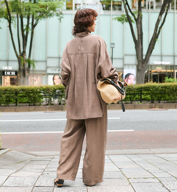  「【セットアップ可能】ガーメントダイワイドパンツ」|チノ|