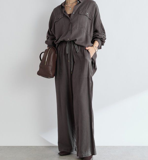  「【セットアップ可能】ガーメントダイワイドパンツ」|チノ|