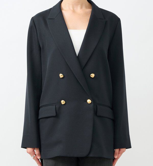  「【軽い着心地】ピーチツイルピークドラペルジャケット」|テーラードジャケット|