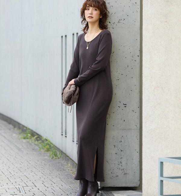  「【全骨格細見え】NEW2WAYロングリブワンピース」|ワンピース|