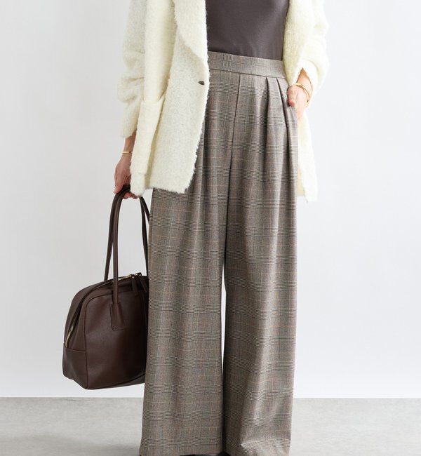  「【最高気温5度の寒い日に！/すっきり見え】ウォームタックワイドスラックス」|チノ|ブラウン