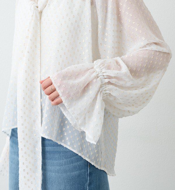  「【上品に華やぐ】フォイルドットボウタイブラウス」|シャツ・ブラウス|