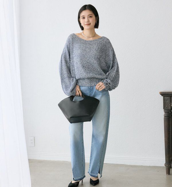  「【ワンショルやオフショルにも！】ペーパーMIXニット」|ニット・セーター|