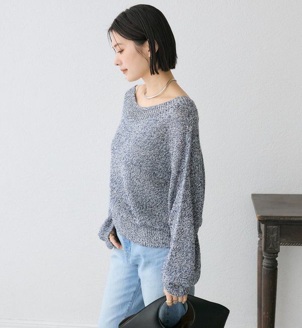  「【ワンショルやオフショルにも！】ペーパーMIXニット」|ニット・セーター|