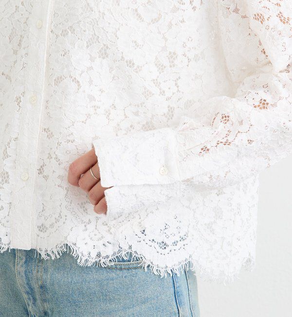  「【女性らしい抜け感】レースクロップドシャツ」|シャツ・ブラウス|