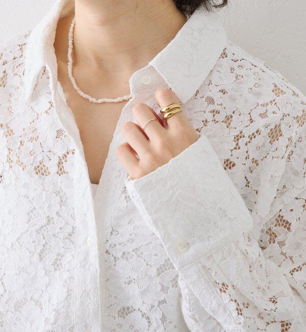  「【女性らしい抜け感】レースクロップドシャツ」|シャツ・ブラウス|