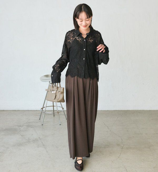  「【女性らしい抜け感】レースクロップドシャツ」|シャツ・ブラウス|