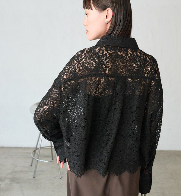  「【女性らしい抜け感】レースクロップドシャツ」|シャツ・ブラウス|