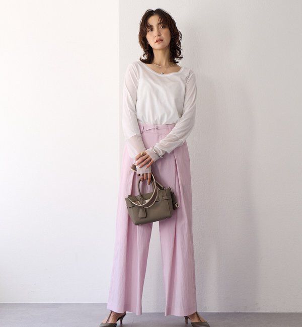  「【美シルエット】クロスタックワイドパンツ」|チノ|