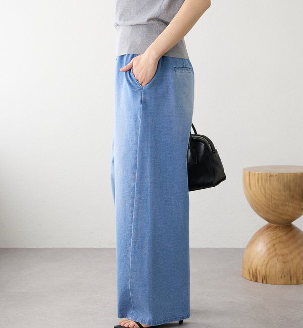  「予約【A・MONN(アモン)】フェイクデニムイージーパンツ」|デニム|