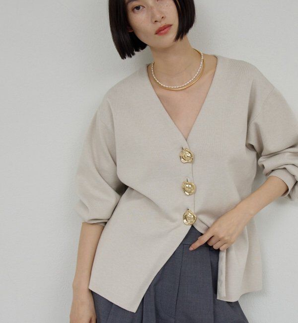  「ビジューVネックカーディガン」|ニット・セーター|