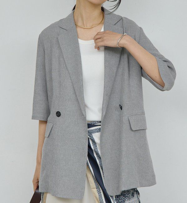  「【2サイズ展開】【大人気アイテムが今年も登場】ハーフスリーブジャケット」|テーラードジャケット|グレー