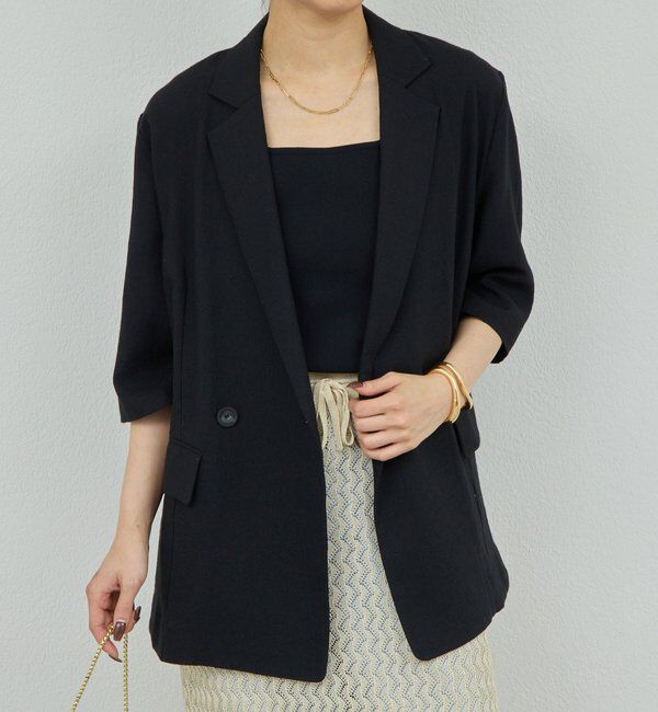  「【2サイズ展開】【大人気アイテムが今年も登場】ハーフスリーブジャケット」|テーラードジャケット|ブラック