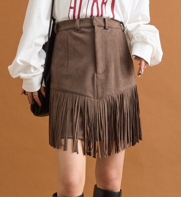  「フェイクスウェードフリンジスカート」|スカート|