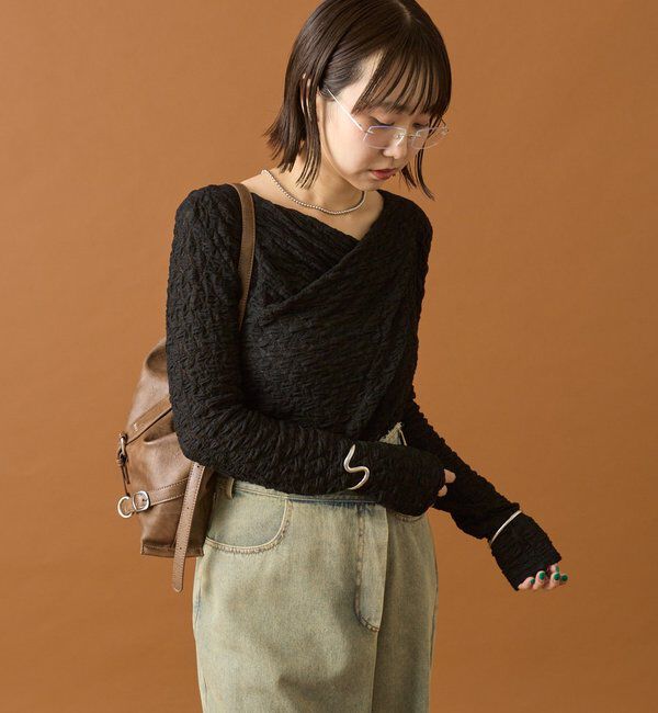  「レースオフショルロングTシャツ」|Tシャツ・カットソー|