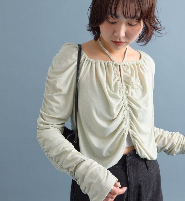  「スクエアネック シャーリングカーディガン」|Tシャツ・カットソー|