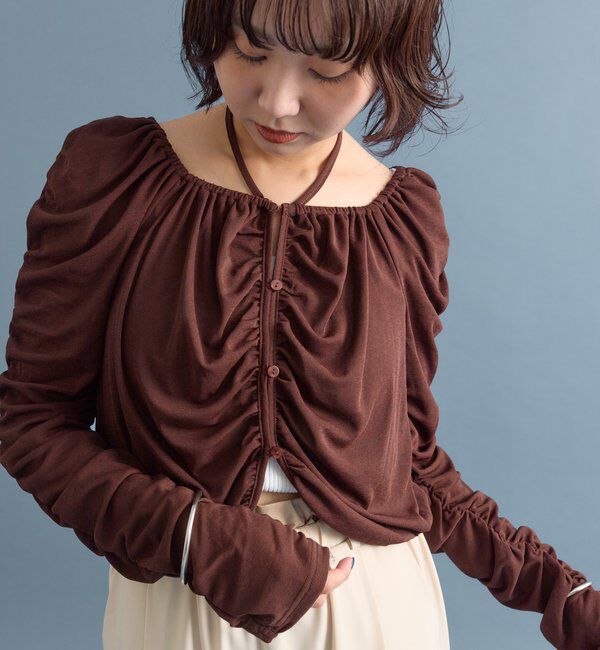  「スクエアネック シャーリングカーディガン」|Tシャツ・カットソー|