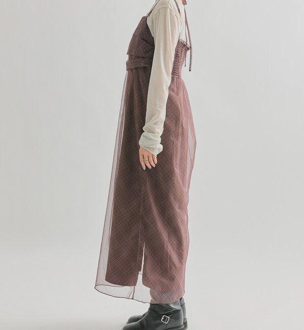  「シアーチェックキャミワンピース」|ワンピース|