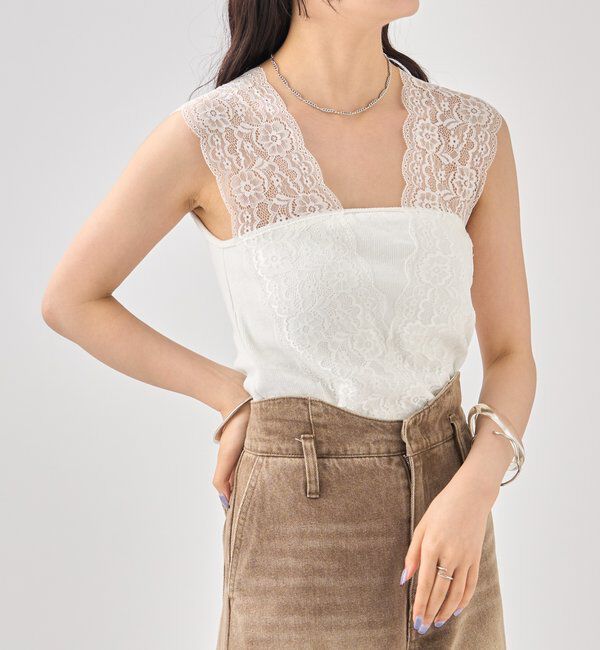  「Vレースタンクトップ」|キャミソール|