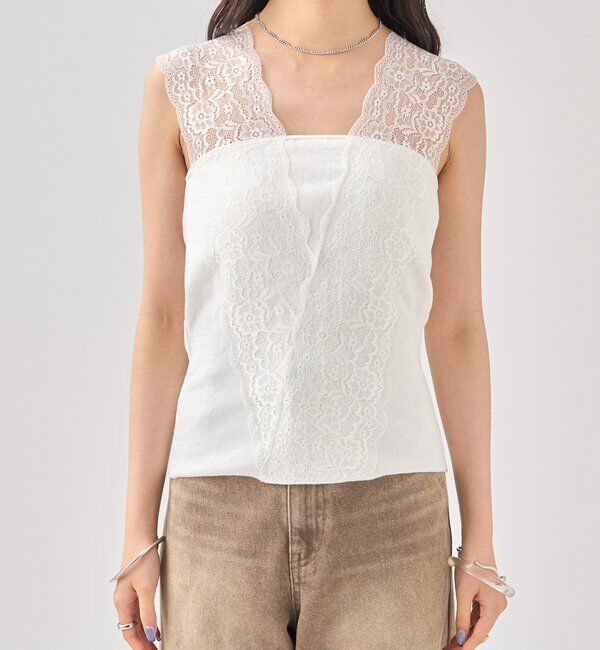  「Vレースタンクトップ」|キャミソール|