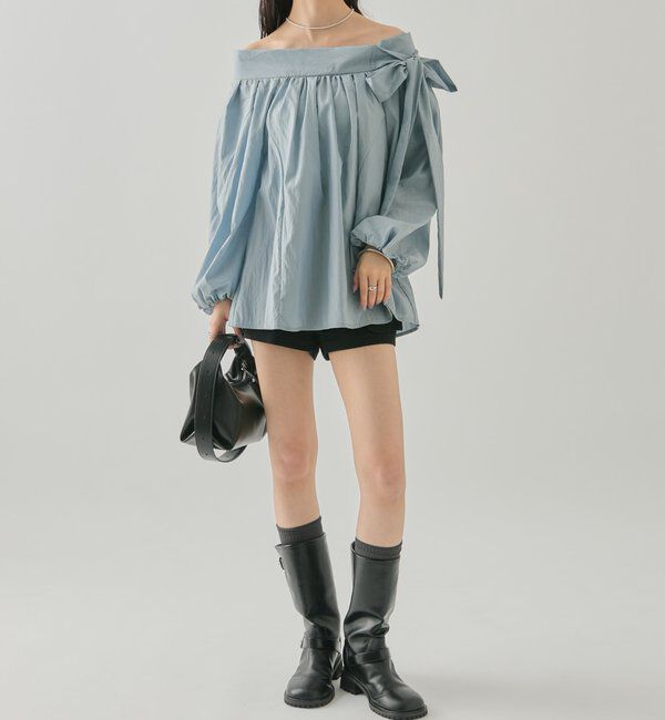  「肩リボンオフショルブラウス」|シャツ・ブラウス|