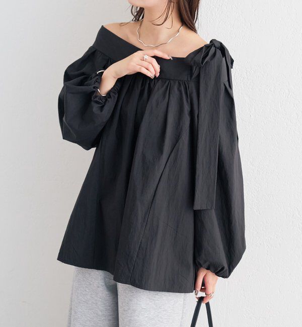  「肩リボンオフショルブラウス」|シャツ・ブラウス|ブラック