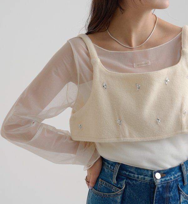  「ウールライク ビジュービスチェ」|シャツ・ブラウス|オフホワイト