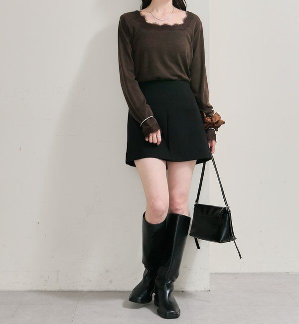  「スクエアネックレースロンT」|Tシャツ・カットソー|