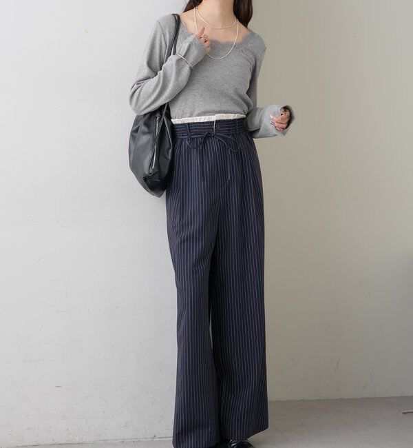  「スクエアネックレースロンT」|Tシャツ・カットソー|