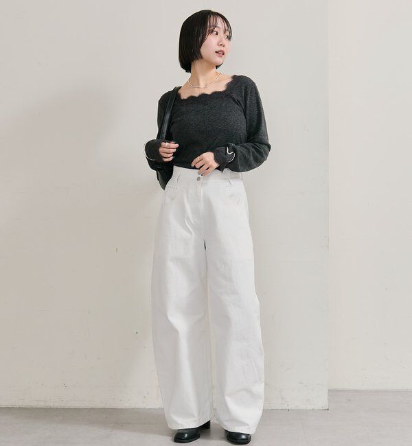  「スクエアネックレースロンT」|Tシャツ・カットソー|