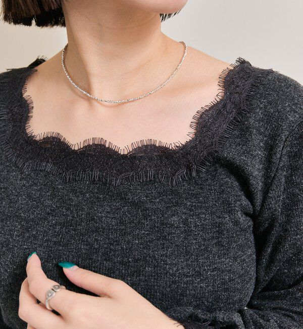  「スクエアネックレースロンT」|Tシャツ・カットソー|