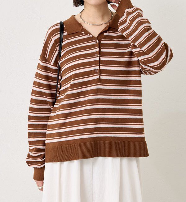  「マルチボーダーポロニット」|ニット・セーター|