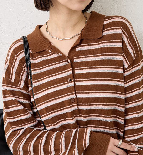  「マルチボーダーポロニット」|ニット・セーター|