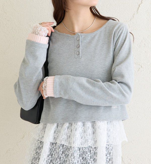  「ヘンリーネックチビロンT」|Tシャツ・カットソー|グレー