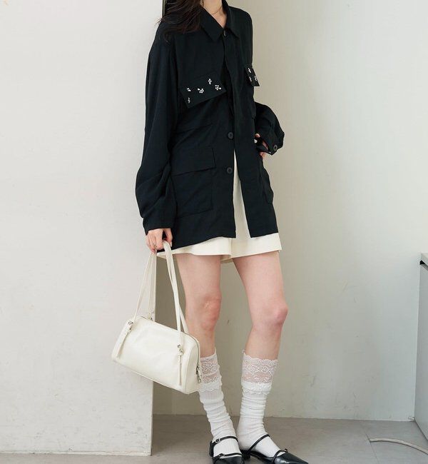  「ポケットビジューカバーオール」|ブルゾン・スタジャン|