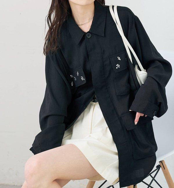  「ポケットビジューカバーオール」|ブルゾン・スタジャン|