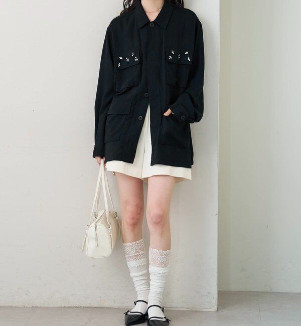  「ポケットビジューカバーオール」|ブルゾン・スタジャン|