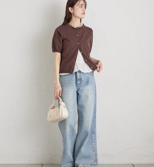  「ギンガムチェック襟付きカーディガン」|カーディガン|