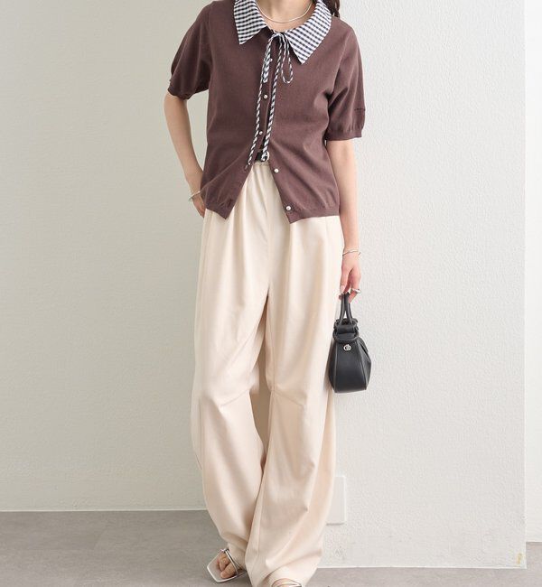  「ギンガムチェック襟付きカーディガン」|カーディガン|