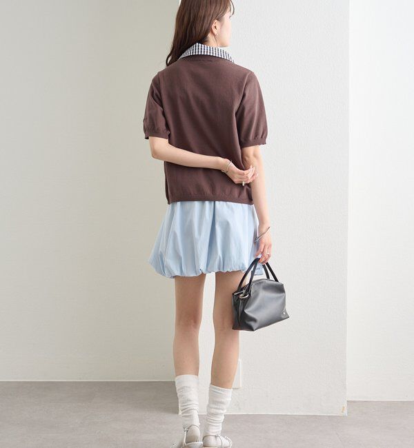  「ギンガムチェック襟付きカーディガン」|カーディガン|