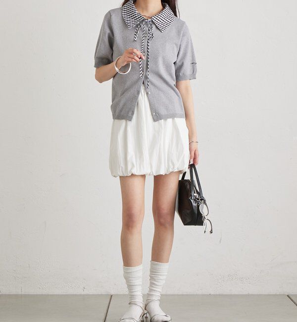  「ギンガムチェック襟付きカーディガン」|カーディガン|