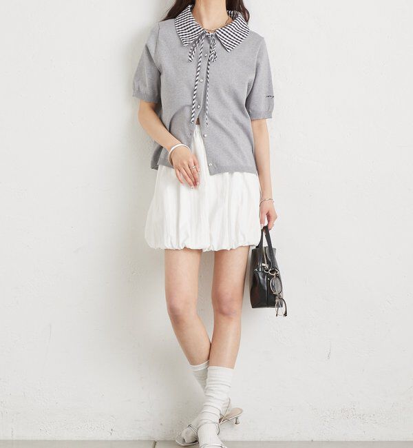  「ギンガムチェック襟付きカーディガン」|カーディガン|