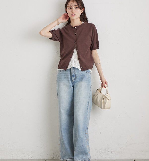  「ギンガムチェック襟付きカーディガン」|カーディガン|