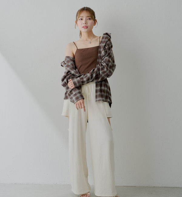  「【6色展開】バックオープンリブキャミ」|キャミソール|