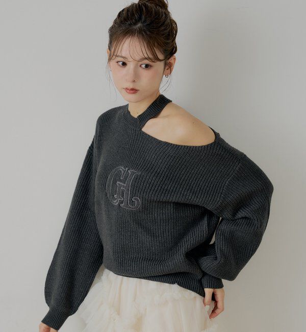  「肩スリットオフショルニット」|ニット・セーター|