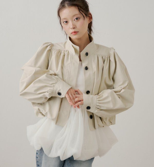  「【SALON by Chico】ショート丈バルーントレンチコート」|トレンチコート|ミント