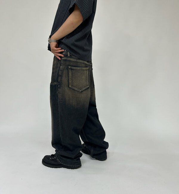  「《UNISEX / サイズ展開あり》スラッシュポケットブラストワイドデニム」|デニム|